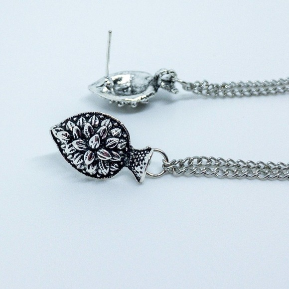 Bollywood-inspired Silver Jhumka Earrings with Elegant Duster Length Design - Picture 8 of 12